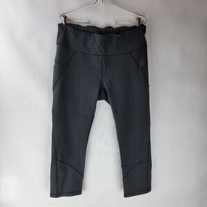 Athleta Womens Size XLT Black Workout Drawstring Elastic Waist Crop Leggings